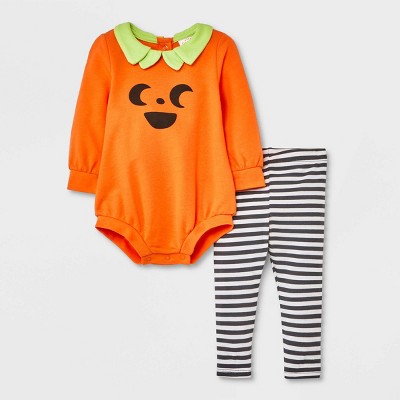 Image of Baby Pumpkin Romper & Bottom Set - Cat & Jack™ Orange 6-9M