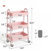 DSVIMOY 3 Tier Rolling Cart, Metal Utility Storage Organizer with Wheels, Kitchen Trolley, Bathroom, Office Shelves, Green, 16.9"*12.2"*30.9" - 3 of 4