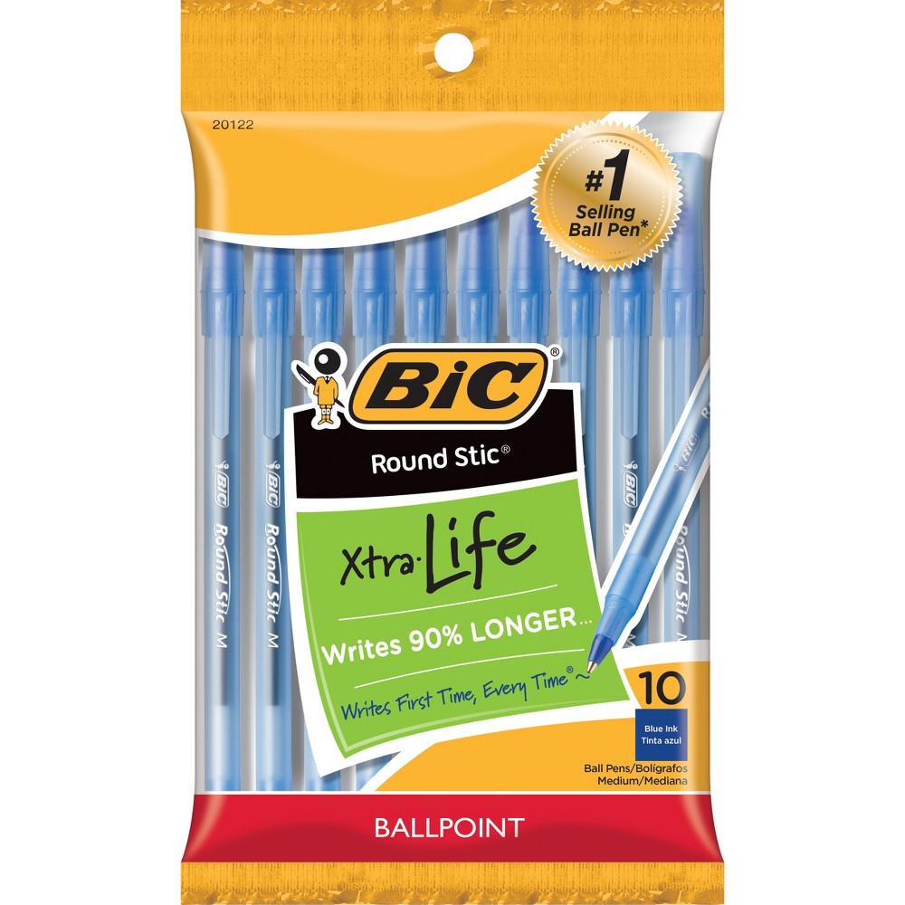 BIC Xtra Life Ballpoint Pens, Medium Tip, 10ct - Blue