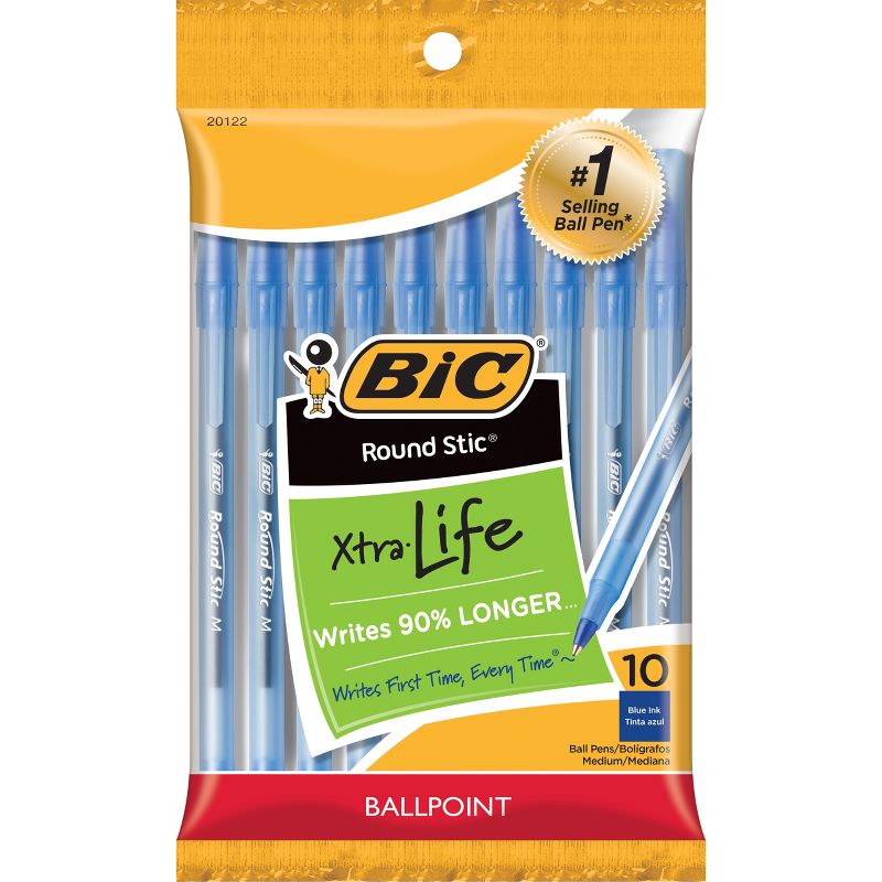 BIC Xtra Life Ballpoint Pens, Medium Tip, 10ct - Blue, 1 of 6