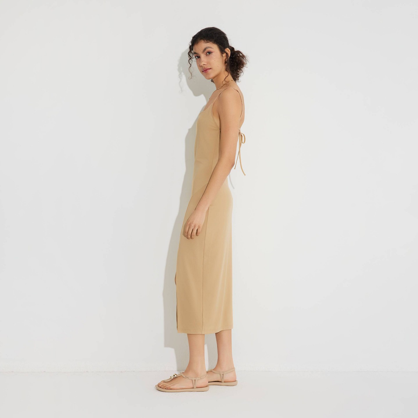 Женское платье Wild Fable Sleeveless Midi Slip Bodycon, цвет: Бежевый — фото 3