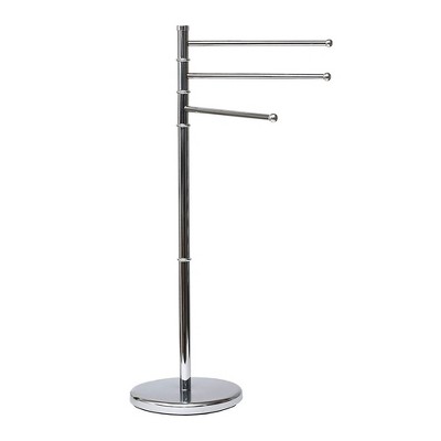 Evideco French Home Goods Freestanding Towel Rack Holder 3 Swivel Arms Round Base Stainless Metal