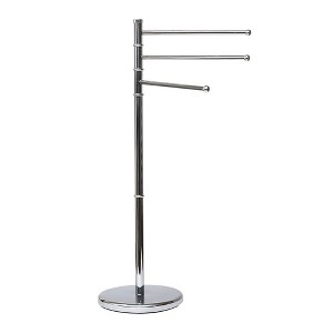 Evideco French Home Goods Freestanding Towel Rack Holder 3 Swivel Arms Round Base Stainless Metal - 1 of 4