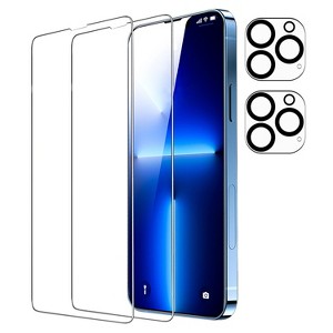 iMountek"2Pcs HD Clear Screen & Camera Lens Protectors for iPhone 12/13/14 Series, Full Coverage Tempered Glass"Transparent - 1 of 4