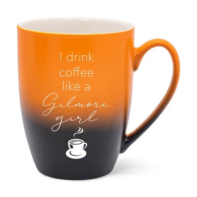Elanze Designs I Drink Coffee Like A Gilmore Girl Two Toned Ombre Matte Orange and Black 12 ounce Ceramic Stoneware Coffee Cup Mug