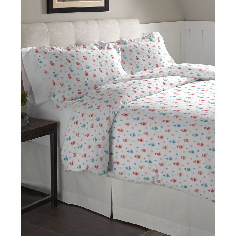 Pointehaven 175 GSM 100% Cotton Superior Weight Flannel Solid or Print Oversized Duvet Set, 1 of 4