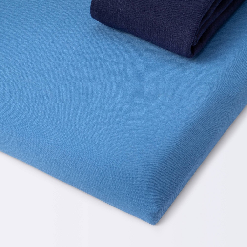 Photos - Bed Linen Fitted Playard Jersey Sheet - Cloud Island™ Navy & Blue 2pk