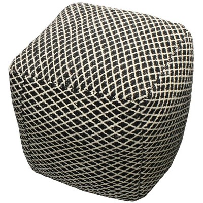 Moti Lia Black Ottoman Pouf  Upholstered in Black Fabric 18"D x 18"W x 18"H