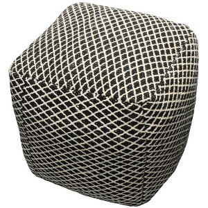 Moti Lia Black Ottoman Pouf  Upholstered in Black Fabric 18"D x 18"W x 18"H - 1 of 2