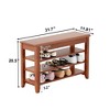 NicBex Mid-Century Rubberwood Shoe Rack Bench with Hidden Storage,3-Tier Adjustable Shoe Cabinet Organizer for Entryway,Hallway,Balcony,Walnut - 3 of 4