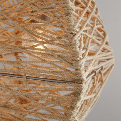 Natural Jute and Grey Handwoven Coastal Pendant Light