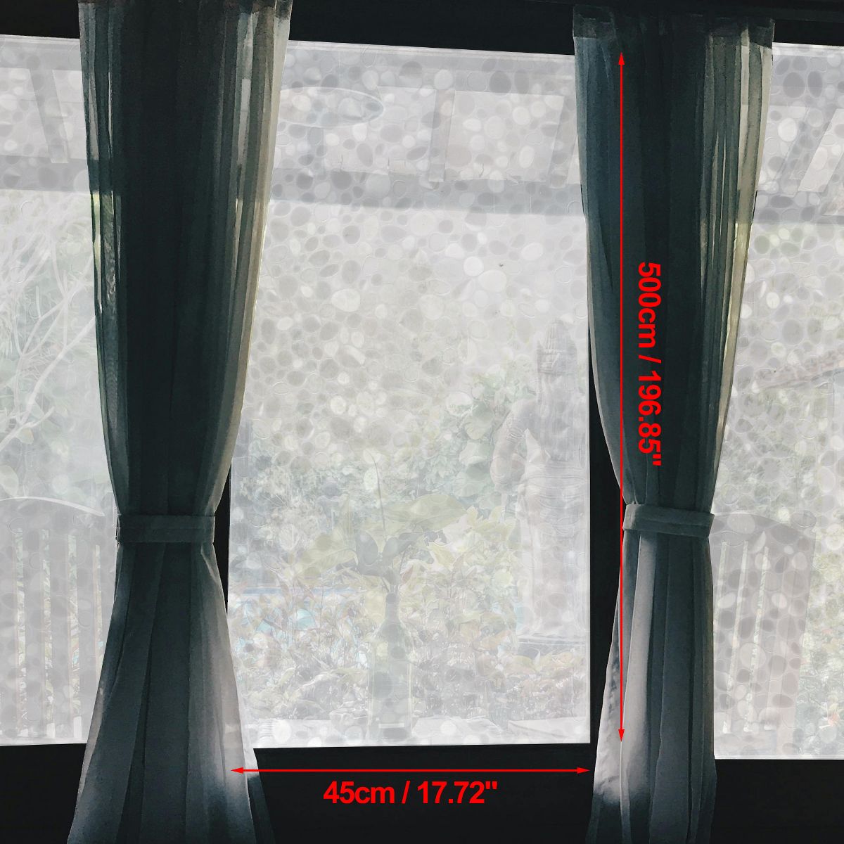 Unique Bargains Cobblestones Pattern Window Privacy Film 196.85"L x 17.72"W Clear 1 Pc - thumbnail 4