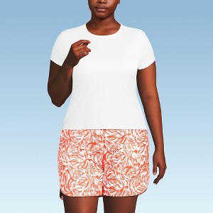 Lands' End Women's Cap Sleeve Fitted with Built in Bra UPF 50 Rash Guard - 1 of 4