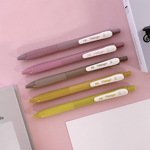 Wrapables Multi-color Retractable Gel Pen Set (5 Pack), 0.5mm Fine ...