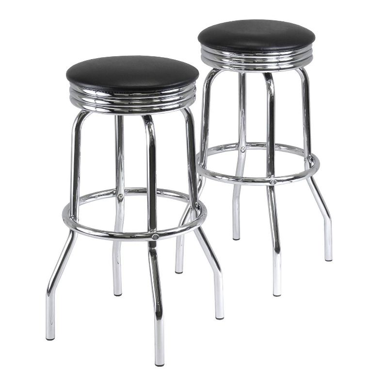 3pc Summit Bar Height Dining Set with Swivel Stools Metal/Black/Bright Chrome - Winsome, 5 of 6