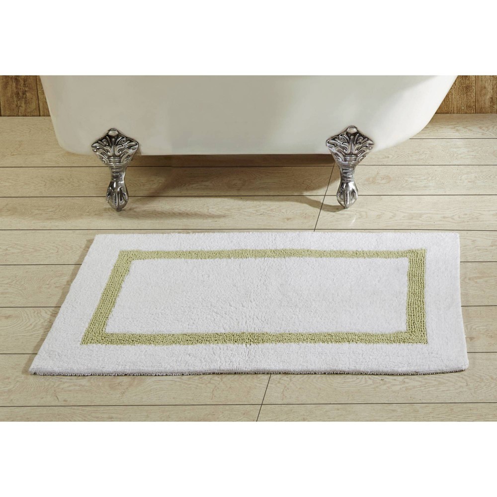 24inx40in Hotel Collection Bath Rug White/Sage - Better Trends