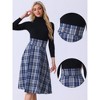 INSPIRE CHIC Women's Plaid High Elastic Waist Vintage Fall A-Line Midi Skirt - 2 of 4