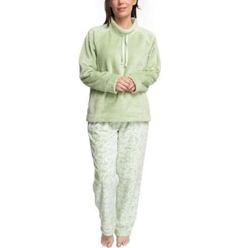 Muk Luks Womens Super Cozy Pajama Set Sage winter Vines Large