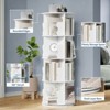 4 Tier Rotating Bookshelf Tower for Small Spaces, Revolving 360° Bookcase Storage Rack Tower, Vertical Rotate Turning Spiral Wood BookShelf Organizer - 4 of 4