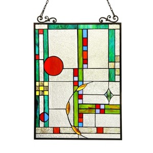 Chloe Lighting Mondriaan Tiffany-Glass Window Panel 17.5x25 - 1 of 3