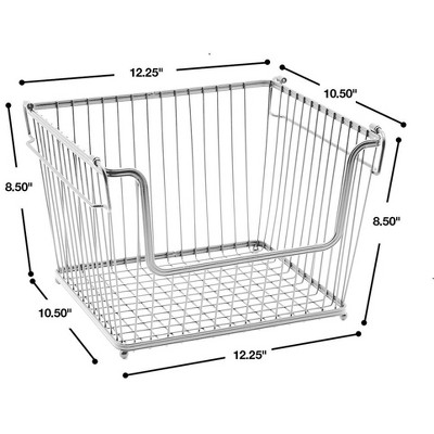Sorbus 6 Pack Stackable Metal Storage Basket Set - Organizers for Home, Kitchen Pantry, Bathroom, Laundry and more (Silver)