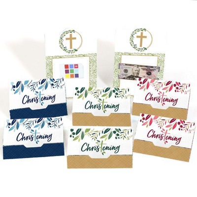 Big Dot of Happiness Christening Elegant Cross - Assorted Religious Party Money and Gift Card Holders - Set of 8