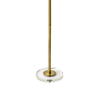 White Drum Shade Brass Metal Floor Lamp, 60" Tall
