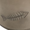 Kumasinova 18" MGO Side Table Cylindrical Outdoor End Table with Fish Pattern,Decorative Poolside Table Weather Resistant Accent End Table,Gray - 3 of 4