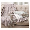 50"x60" Fringe Hem Faux Throw Blanket Aqua - Saro Lifestyle: Cozy Acrylic, Hand Washable, Year Round Comfort - 2 of 3