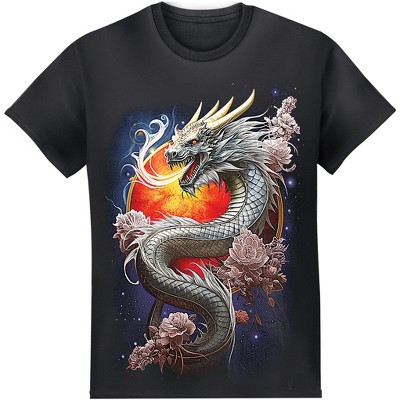 Collections Etc Stunning Sun Dragon Short Sleeve Graphic Tee