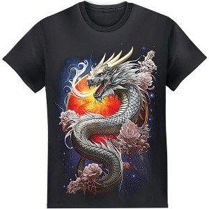 Collections Etc Stunning Sun Dragon Short Sleeve Graphic Tee - 1 of 4