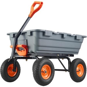 800 lbs Poly Garden Dump Cart, Heavy-Duty Wheelbarrow with 10-Inch Tires, 180° Rotating Handle, Steel Frame and Quick Release System - 1 of 4