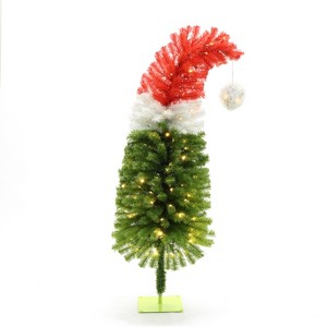 LuxenHome 5Ft Pre-Lit Artificial Tree with Santa Hat Treetop Multicolored - 1 of 4