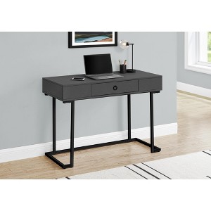 Vynxaria Computer Desk, Home Office, Laptop, Storage Drawers, 42"l, Work, Grey Laminate, Black Metal, Contemporary, Modern - 1 of 4