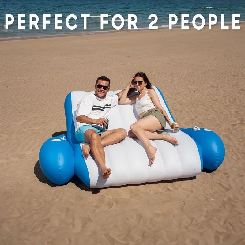 Zone Tech Inflatable Pool Recliner Luxury Float - High & Dry Duo Float, Heavy-Duty Lounge for Pool, Lake Float, River Raft, Beach Chair, 4 of 9