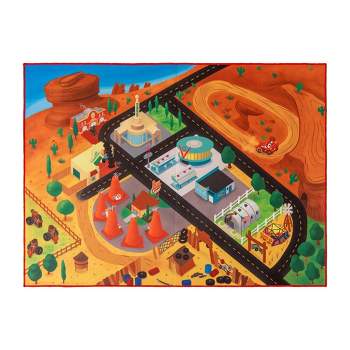 52"x70" Disney Cars Game Rug with 3 Toys Red