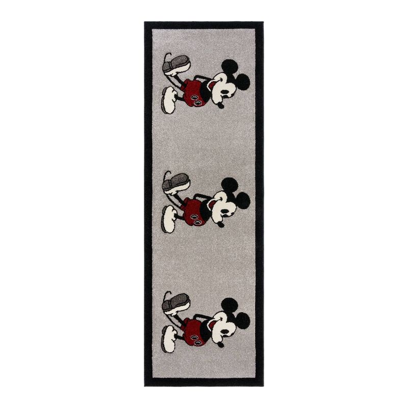 Disney Mickey Mouse Classic Pose with Border Indoor Kids' Area Rug Gray/Ivory/Red, 1 of 5