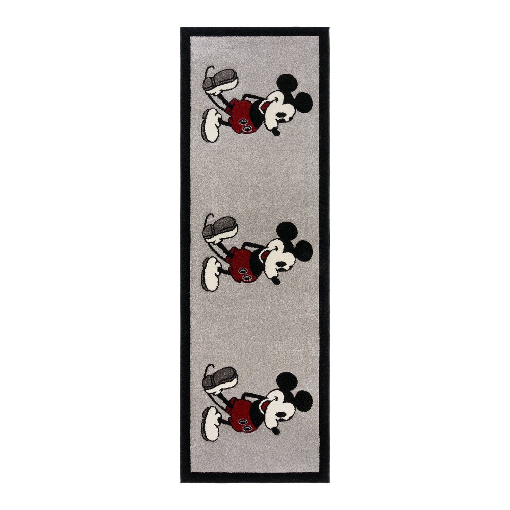 Photos - Doormat 2'6"x8' Disney Mickey Mouse Classic Pose with Border Indoor Kids' Area Rug