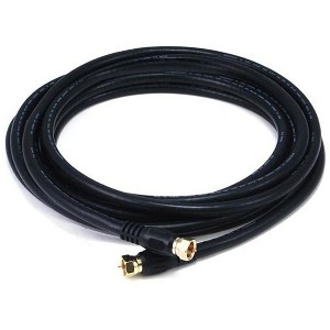 Monoprice Video Cable - 12 Feet - Black | RG6 Quad Shield CL2 Coaxial Cable with F Type Connector - 1 of 4