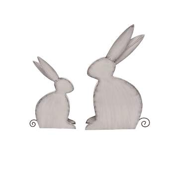 Transpac Metal 15.5 in. Silver Easter Bunny Decor Set of 2