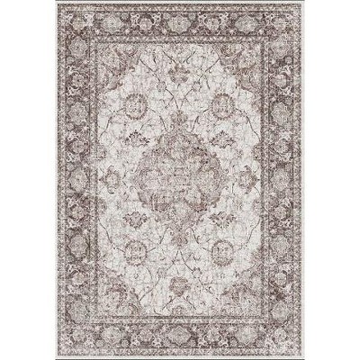 Area Rugs Traditional Vintage Floral Printed Rug Washable Non Slip Floor Carpet Soft Low Pile Rug for Living Room