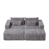 87" Oversized Corduroy Sectional Lounge Chaise with 2 Footstools - 4 of 4