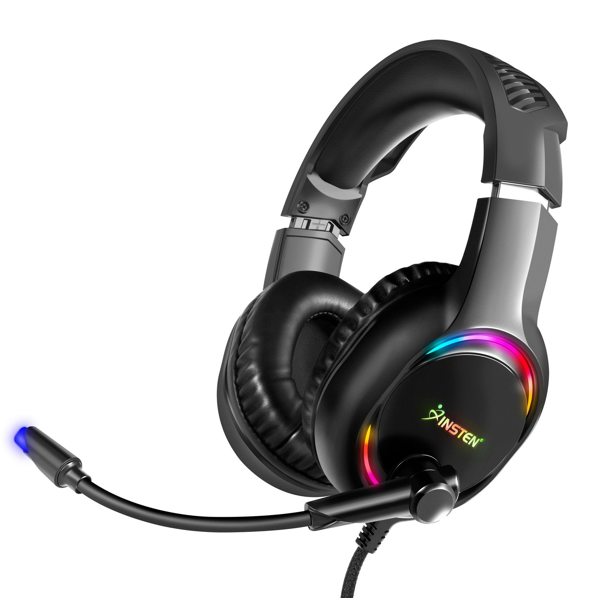 Insten Gaming Headset with Mic - Wired Over-Ear Headphones for PS5 PS4 PC Xbox Nintendo Switch, 50mm Driver, RGB, 3.5mm Jack