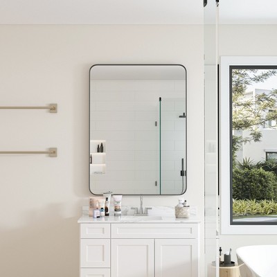 GlasFlength Decorative Wall Mirrors 30*40 Inch Bathroom Mirror Modern Wall Decor, Unique Style, for Entryway, Bedroom,Living Room, Washroom, Black