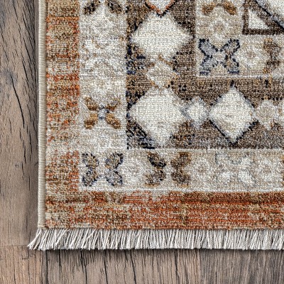 Reversible Rust Medallion Synthetic 5' x 8' Area Rug
