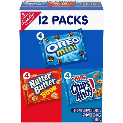 Nabisco Snack Pack Variety Mini Cookies Mix With Oreo Mini, Mini Chips Ahoy! & Nutter Butter Bites - 12oz / 12ct