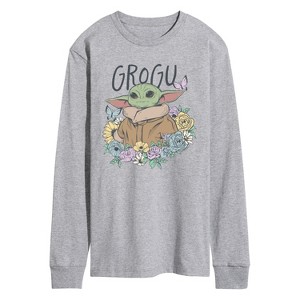 Men's - The Mandalorian - Floral Spring Grogu Long Sleeve Graphic T-Shirt - 1 of 3