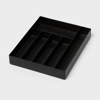 6 Compartment Plastic Drawer Flatware Organizer Black - Brightroom™: Silverware & Utensil Kitchen Drawer Tray