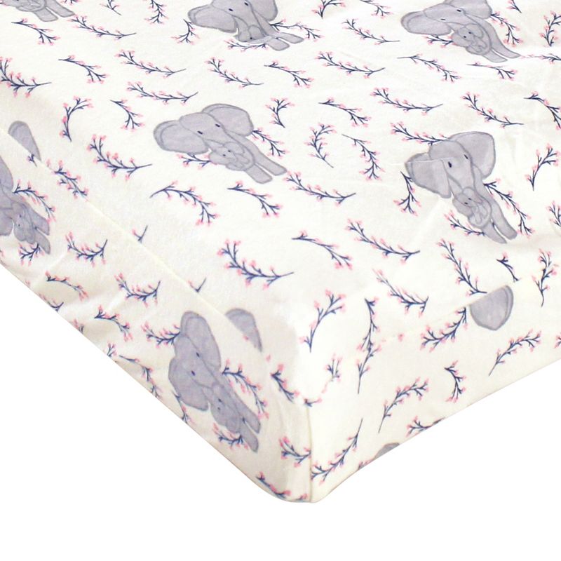 Touched by Nature Baby Girl Organic Cotton Changing Pad Cover, Girl Elephant, One Size, 4 of 5