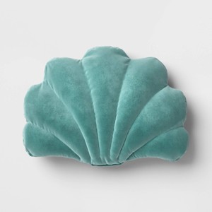 20"x15" Shell Outdoor Novelty Plush Pillow Green - Threshold™ - 1 of 3